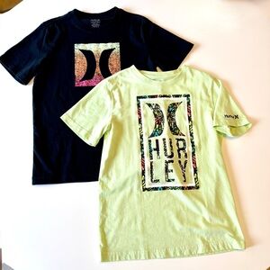Hurley Kids' Black and Green Logo T-Shirts, size L (12-13)